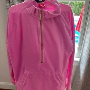 Pink Half-Zip velour Pullover & matching pants